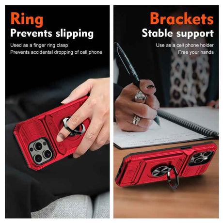 TPU+PC Shockproof Card Phone Case with Metal Ring Holder