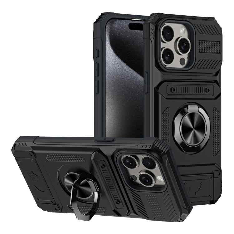 TPU+PC Shockproof Card Phone Case with Metal Ring Holder