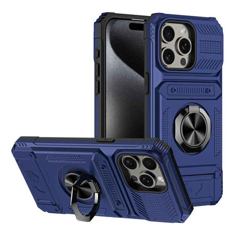 TPU+PC Shockproof Card Phone Case with Metal Ring Holder