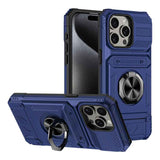 TPU+PC Shockproof Card Phone Case with Metal Ring Holder