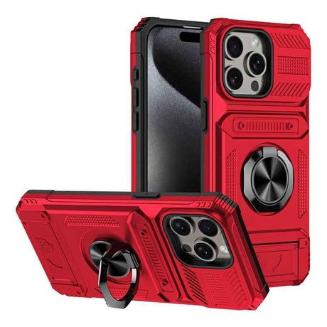 TPU+PC Shockproof Card Phone Case with Metal Ring Holder