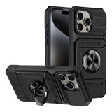 TPU+PC Shockproof Card Phone Case with Metal Ring Holder