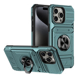 TPU+PC Shockproof Card Phone Case with Metal Ring Holder