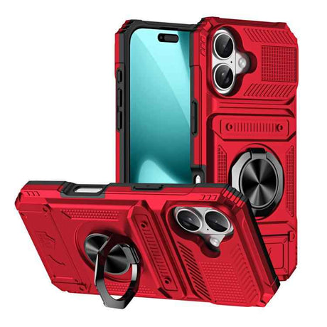 TPU+PC Shockproof Card Phone Case with Metal Ring Holder