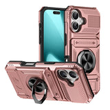 TPU+PC Shockproof Card Phone Case with Metal Ring Holder
