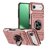 TPU+PC Shockproof Card Phone Case with Metal Ring Holder