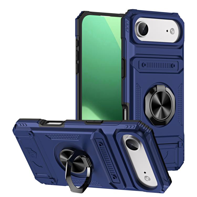 TPU+PC Shockproof Card Phone Case with Metal Ring Holder
