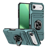 TPU+PC Shockproof Card Phone Case with Metal Ring Holder