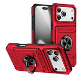 TPU+PC Shockproof Card Phone Case with Metal Ring Holder