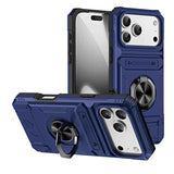 TPU+PC Shockproof Card Phone Case with Metal Ring Holder