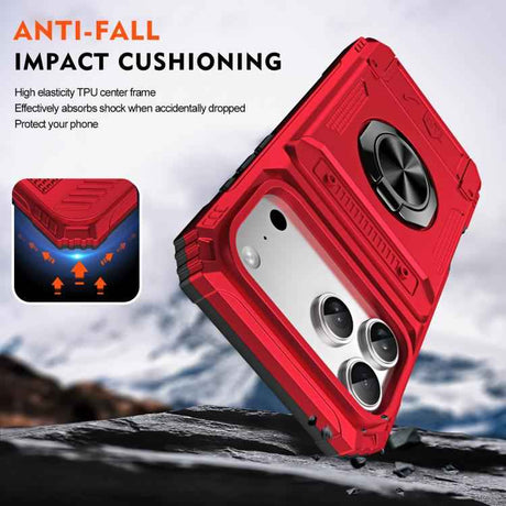 TPU+PC Shockproof Card Phone Case with Metal Ring Holder