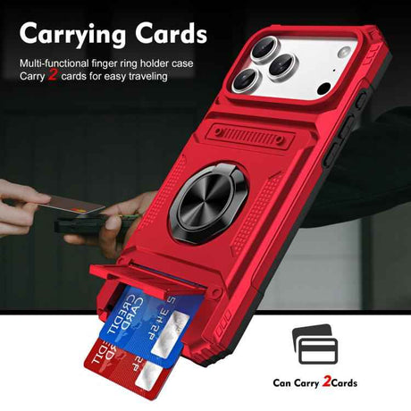TPU+PC Shockproof Card Phone Case with Metal Ring Holder