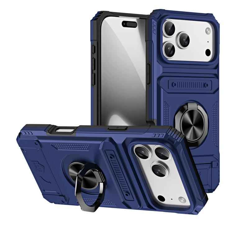 TPU+PC Shockproof Card Phone Case with Metal Ring Holder