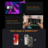 Teléfono robusto HOTWAV W11, visión nocturna, 20800 mAh, Android 13 de 6,6 pulgadas, cámara principal ultranítida de 64 MP, grabación de llamadas 