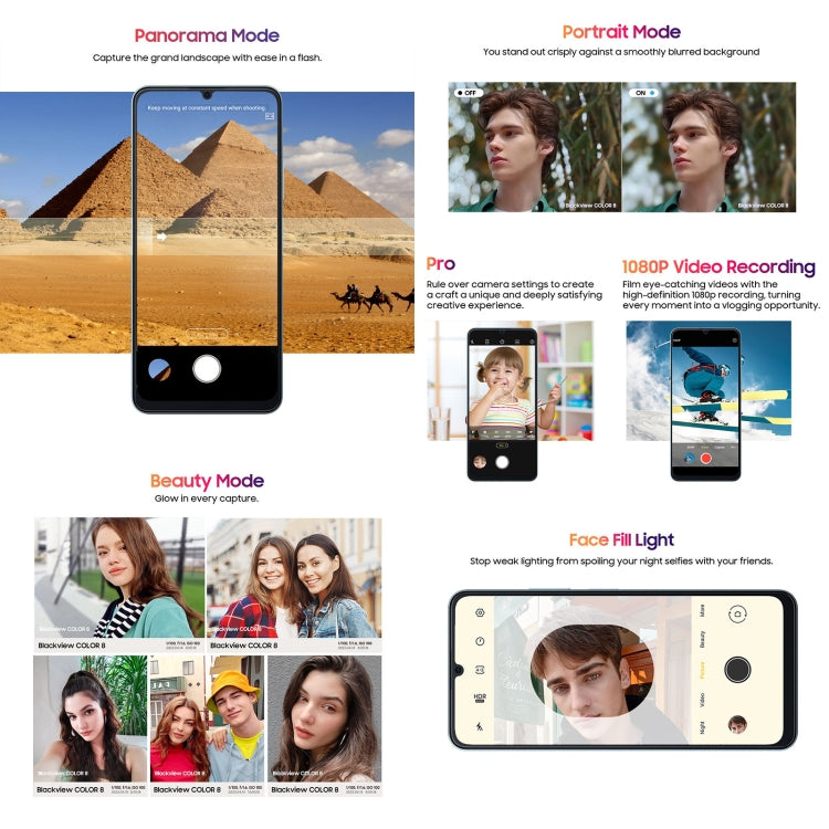 Blackview COLOR 8 Smartphone with Fingerprint & Face Identification, 6.75" Display, Android 13, Unisoc T616 Octa Core, 4G Network, 8GB+128GB & 8GB+256GB Options