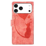 Pen Heart Cat Embossed Leather Phone Case