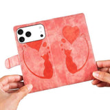 Pen Heart Cat Embossed Leather Phone Case