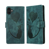 Pen Heart Cat Embossed Leather Phone Case