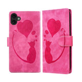 Pen Heart Cat Embossed Leather Phone Case