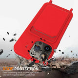 Integrated Card Bag Solid Color Liquid Silicone Phone Case with Lanyard