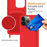 Integrated Card Bag Solid Color Liquid Silicone Phone Case with Lanyard