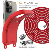Integrated Card Bag Solid Color Liquid Silicone Phone Case with Lanyard