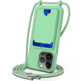 Integrated Card Bag Solid Color Liquid Silicone Phone Case with Lanyard