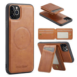 Fierre Shann Cowhide Vertical Flip Magnetic Card Holder Phone Case