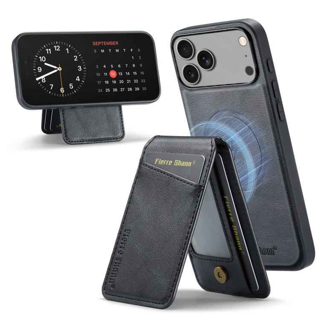 Fierre Shann Cowhide Vertical Flip Magnetic Card Holder Phone Case