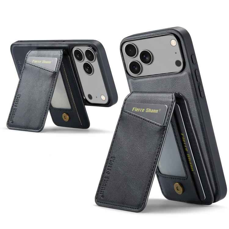 Fierre Shann Cowhide Vertical Flip Magnetic Card Holder Phone Case