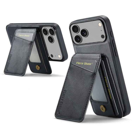 Fierre Shann Cowhide Vertical Flip Magnetic Card Holder Phone Case