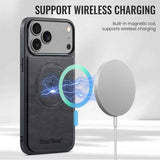 Fierre Shann Cowhide Vertical Flip Magnetic Card Holder Phone Case