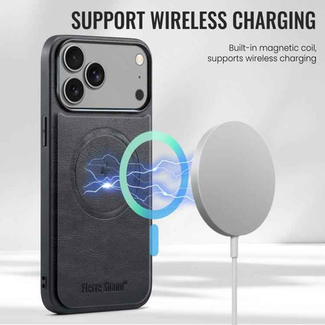 Fierre Shann Cowhide Vertical Flip Magnetic Card Holder Phone Case