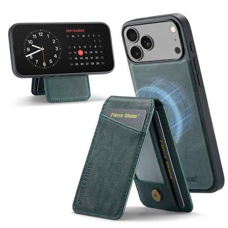 Fierre Shann Cowhide Vertical Flip Magnetic Card Holder Phone Case