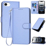 YX0070 Carbon Fiber Buckle Leather Phone Case with Lanyard