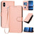 YX0070 Carbon Fiber Buckle Leather Phone Case with Lanyard