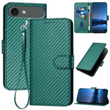 YX0070 Carbon Fiber Buckle Leather Phone Case with Lanyard