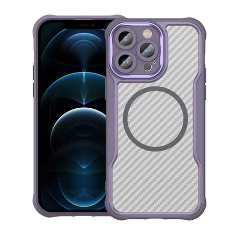 Carbon Fiber Texture MagSafe Translucent Phone Case