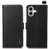 KHAZNEH Side-Magnetic Litchi Genuine Leather RFID Case