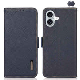 KHAZNEH Side-Magnetic Litchi Genuine Leather RFID Case