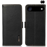 KHAZNEH Side-Magnetic Litchi Genuine Leather RFID Case