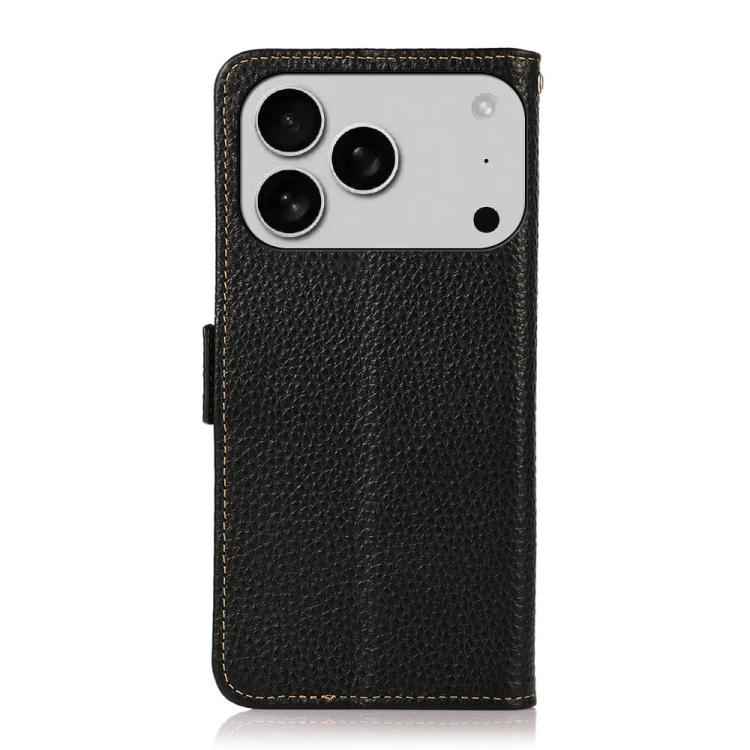 KHAZNEH Side-Magnetic Litchi Genuine Leather RFID Case