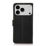 KHAZNEH Side-Magnetic Litchi Genuine Leather RFID Case