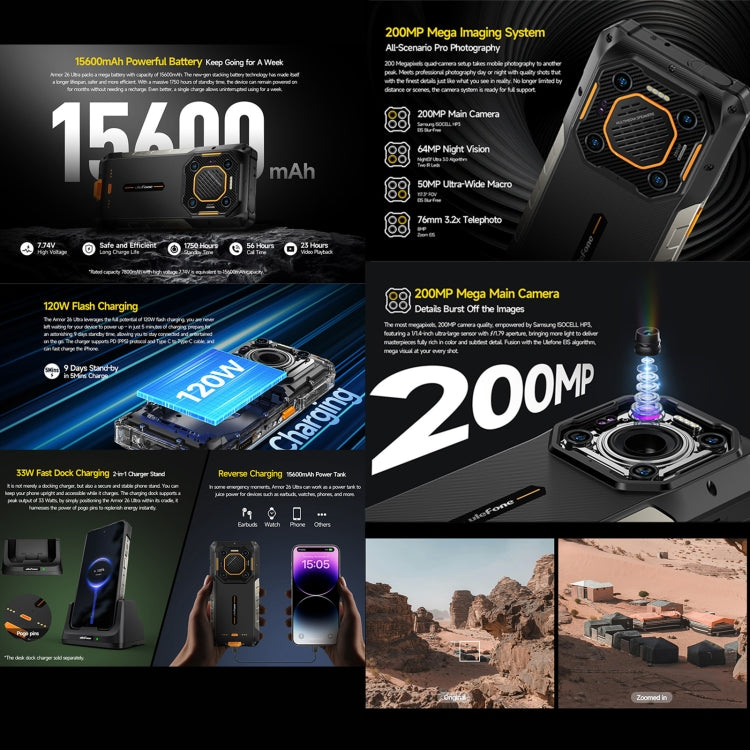 Teléfono robusto Ulefone Armor 26 Ultra Walkie-Talkie - 6.78" Android 13, MediaTek Dimensity 8020, 5G, NFC, 12 GB + 512 GB 