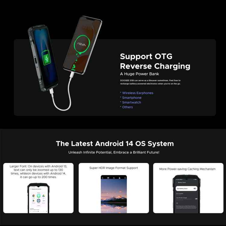 DOOGEE S118 Rugged Phone, 6.58 inch, 8GB+512GB, 10800mAh, Android 14 MediaTek Helio G99
