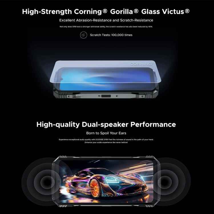 DOOGEE S118 Rugged Phone, 6.58 inch, 8GB+512GB, 10800mAh, Android 14 MediaTek Helio G99