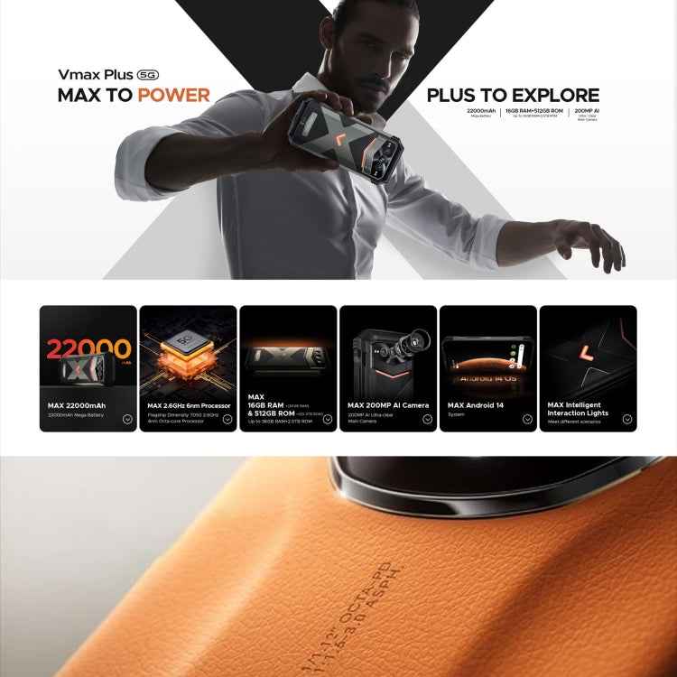 DOOGEE Vmax Plus 5G Rugged Phone, 6.58 inch Android 14 MediaTek Dimensity 7050