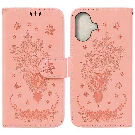 Butterfly Rose Embossed Leather Phone Case