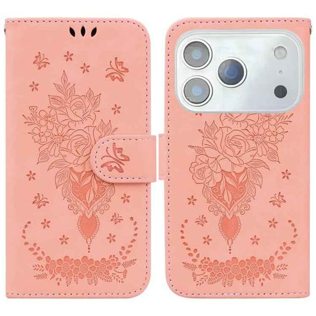 Butterfly Rose Embossed Leather Phone Case
