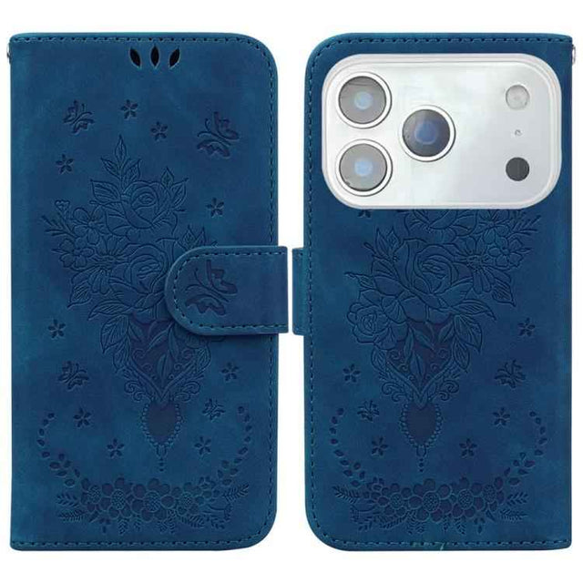 Butterfly Rose Embossed Leather Phone Case